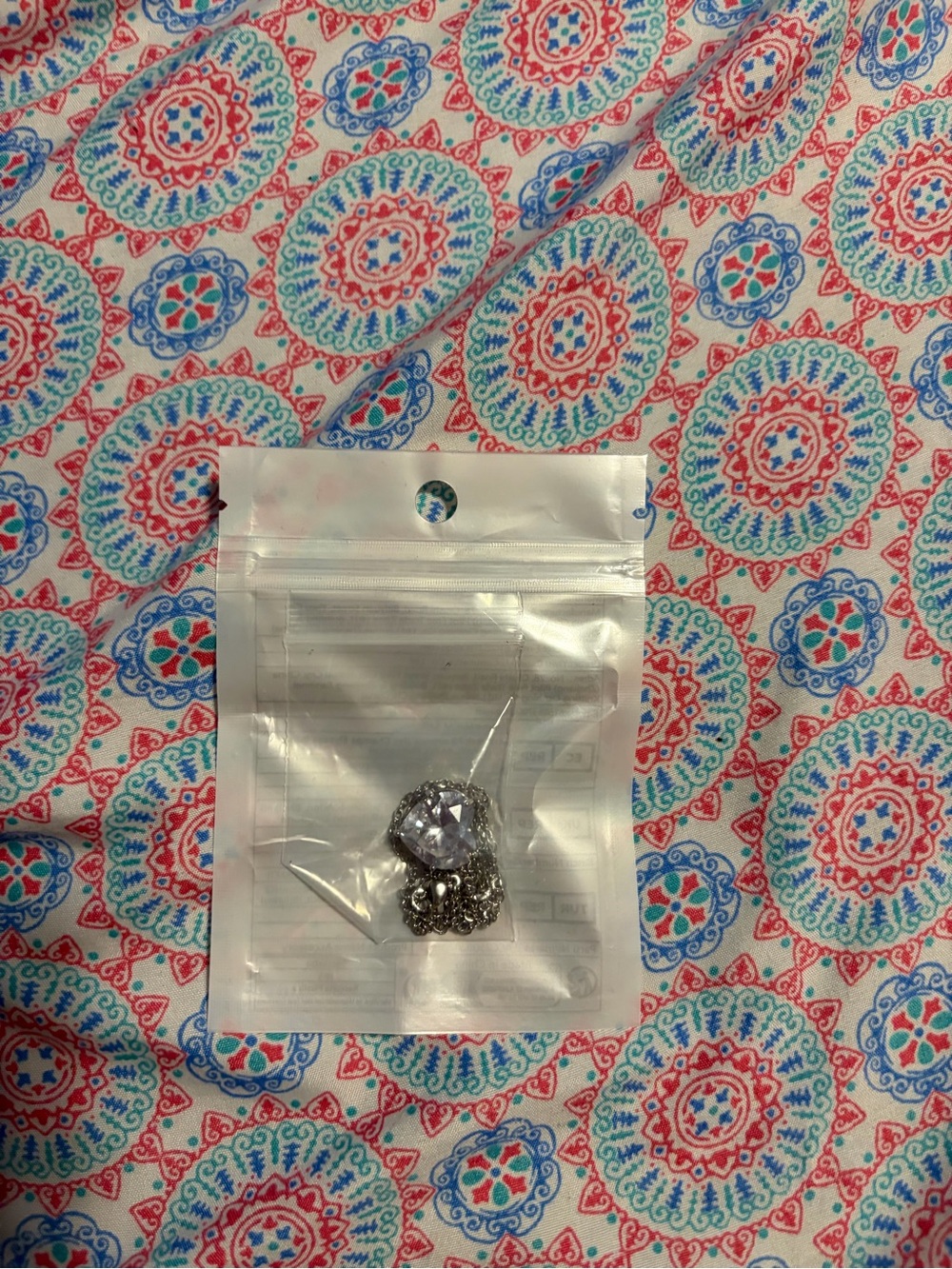 Silver Crystal Phone Charm Necklace - Clear/Silver